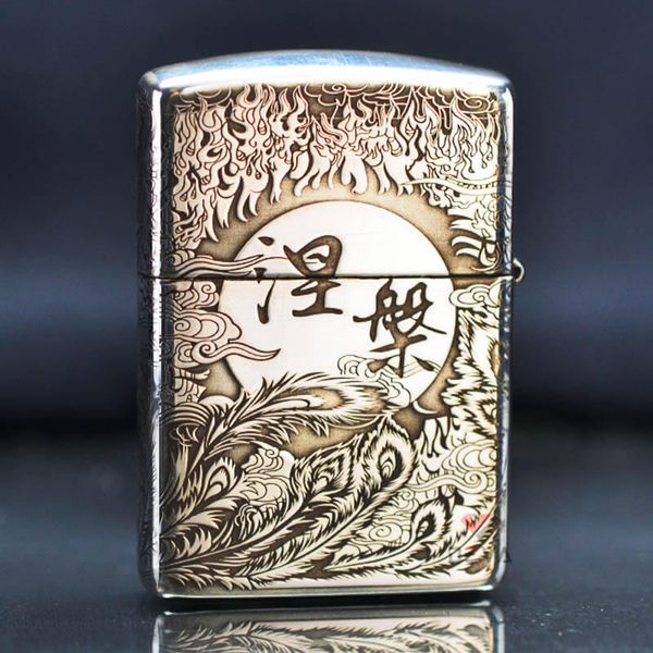 Zippo Bạc Khối Armor Khắc Phượng Hoàng Bất Tử BK65