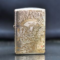 Zippo Bạc Khối Khắc Hình Phượng Hoàng Hồi Sinh BK22