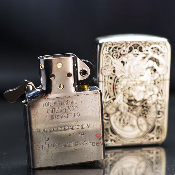 Zippo Bạc Khối Tái Bản 1941 Khắc Kỳ Lân BK38