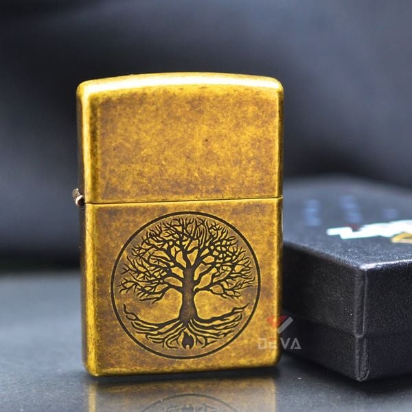 Zippo Đồng Bụi Khắc Cây Cuộc Đời Tree Of Life Z315