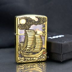 Zippo Amror Khắc Nổi Thuyền Cổ Thuận Buồm Xuôi Gió ZD09