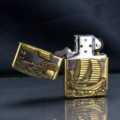 Zippo Amror Khắc Nổi Thuyền Cổ Thuận Buồm Xuôi Gió ZD09