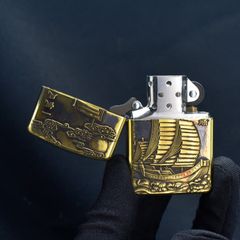 Zippo Amror Khắc Nổi Thuyền Cổ Thuận Buồm Xuôi Gió ZD09