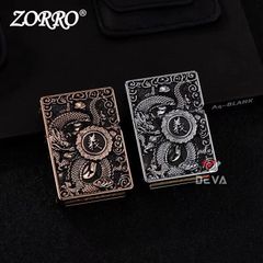 Bật lửa xăng đá Zorro bọc vỏ dày khắc nổi tướng Quan Vũ Z-KJ1005