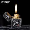 Bật lửa xăng đá Zorro bọc vỏ dày khắc nổi tướng Quan Vũ Z-KJ1005