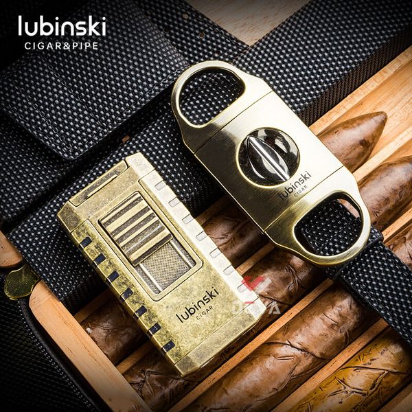 Bao da đựng 4 khay Cigar Lubinski có bật lửa và dao cắt YJA 50016