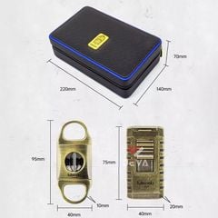 Bao da đựng 4 khay Cigar Lubinski có bật lửa và dao cắt YJA 50016