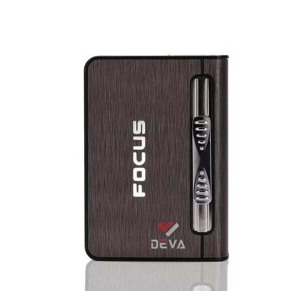 Hộp đựng thuốc lá Focus loại 10 điếu size 6.5mm kèm bật lửa khò 1 tia JD YH002