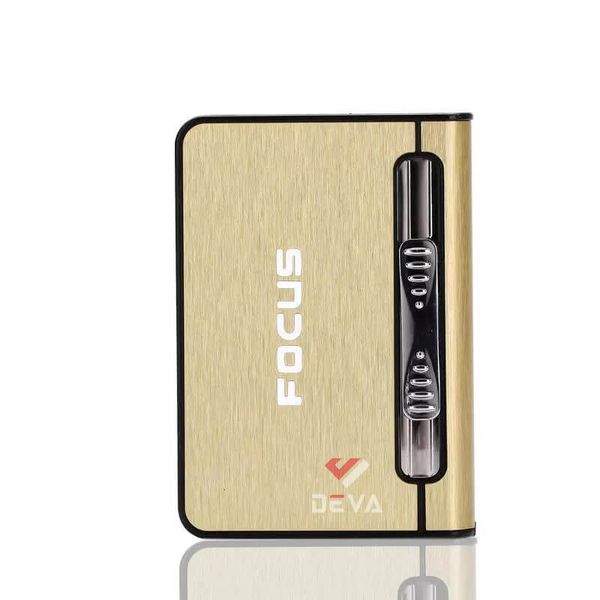 Hộp đựng thuốc lá Focus loại 10 điếu size 6.5mm kèm bật lửa khò 1 tia JD YH002