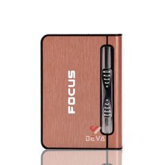 Hộp đựng thuốc lá Focus loại 10 điếu size 6.5mm kèm bật lửa khò 1 tia JD YH002