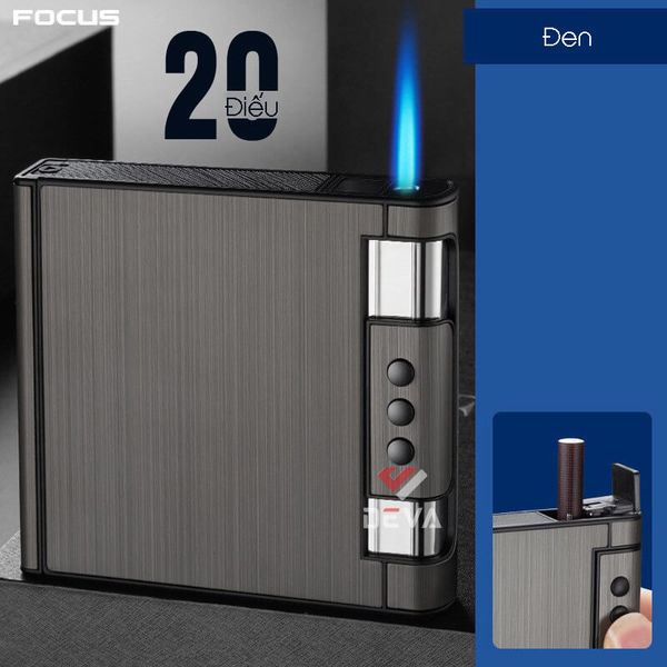 Hộp đựng thuốc lá Focus  20 điếu kèm bật lửa khò JD YH072