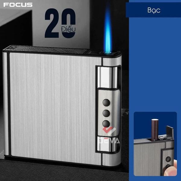 Hộp đựng thuốc lá Focus  20 điếu kèm bật lửa khò JD YH072
