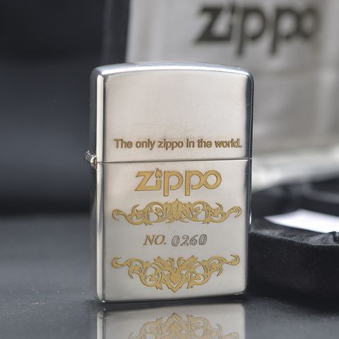 SET Zippo 1993 mạ bạc hoa văn dát vàng C189