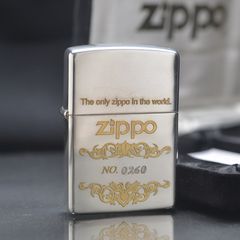 SET Zippo 1993 mạ bạc hoa văn dát vàng C189