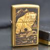 Zippo 1995 ốp Emblem hình gấu bắt cá C123