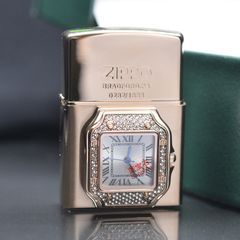 Zippo xuất Nhật gắn mặt đồng hồ cao cấp ZN295