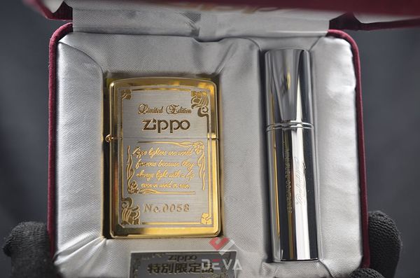 Set zippo mạ vàng kèm bình xăng mini 1994 C792