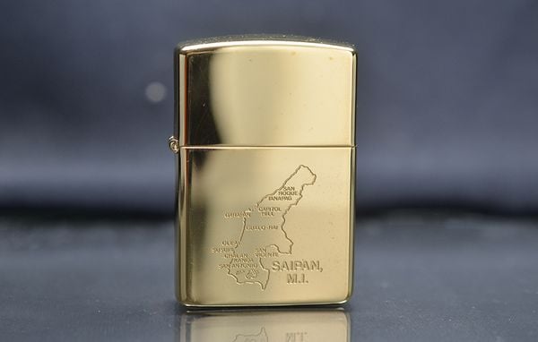 Zippo 1991 Bản Đồ Saipan – Mạ Vàng Gold Plated – Đời VII La Mã – Bản Sưu Tầm Lịch Sử C07