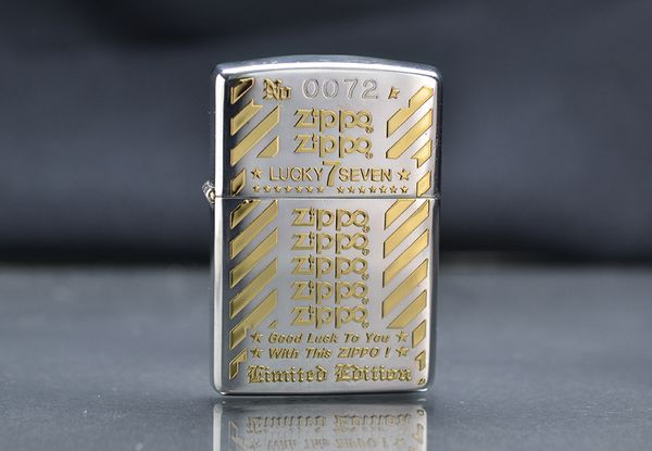 Zippo 1994 mạc bạc hoa văn dát vàng nổi C180