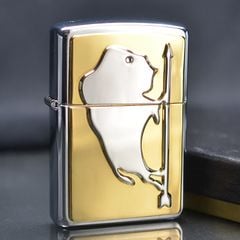 Zippo 1996 Buffalo Stampede – Chủ Đề Đàn Bò Tót – Mạ Vàng Gold Plated – Đời XII La Mã C82