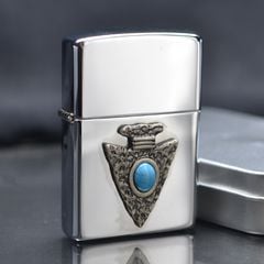Zippo 2000 Emblem mũi tên đá xanh ngọc C145