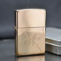 Zippo 2000 khắc bông hồng mạ vàng hồng C49
