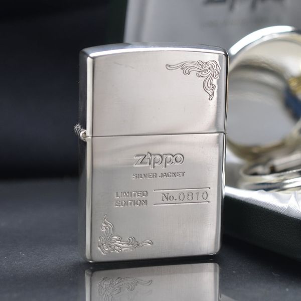 Set  Zippo 1998 gạt tàn và bật lửa mạ bạc C188