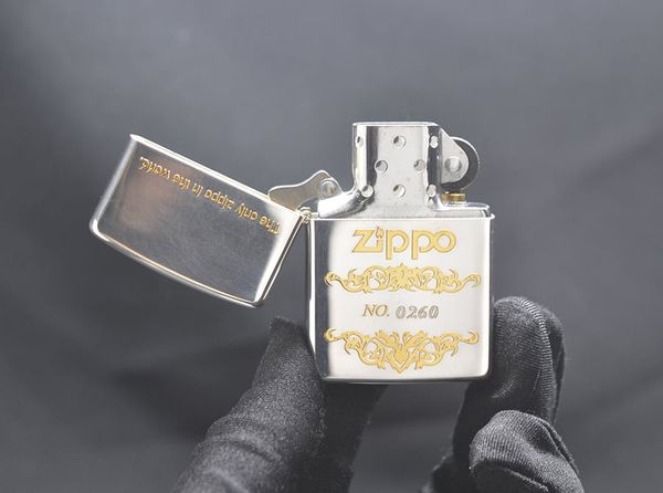 SET Zippo 1993 mạ bạc hoa văn dát vàng C189