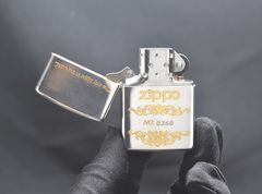 SET Zippo 1993 mạ bạc hoa văn dát vàng C189