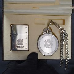 Set Zippo 2003 đồng hồ chủ đề quân đội C112