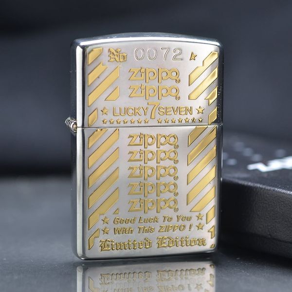Zippo 1994 mạc bạc hoa văn dát vàng nổi C180