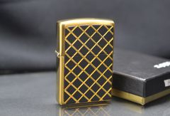 Set Zippo 1998 Emblem kẻ mạ vàng C06