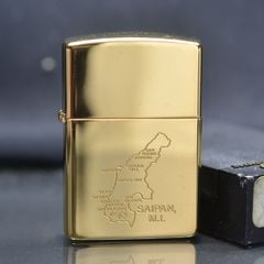 Zippo 1991 Bản Đồ Saipan – Mạ Vàng Gold Plated – Đời VII La Mã – Bản Sưu Tầm Lịch Sử C07