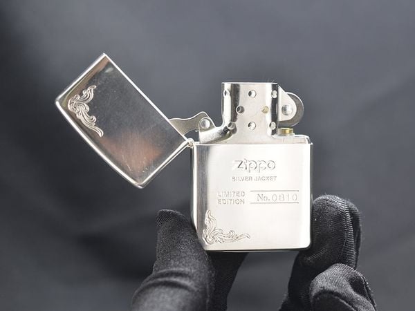 Set  Zippo 1998 gạt tàn và bật lửa mạ bạc C188