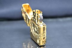 Zippo Armor khắc chìm rồng vàng mắt đỏ Red Eye Dragon Gold Plate Z144