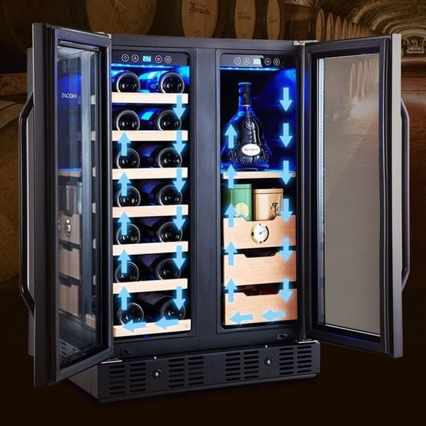 Tủ bảo quản Cigar rượu vang 2 trong 1 Vinocave CWC-150