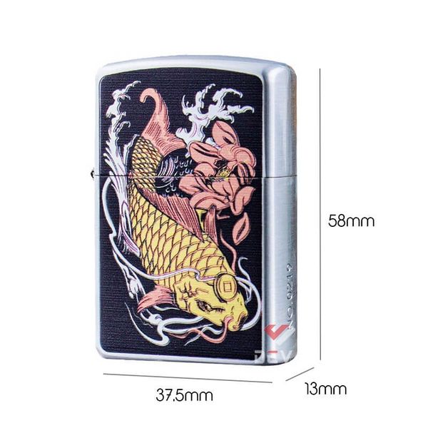 Bật lửa xăng đá Zorro hình cá chép đầm sen bản giới hạn Z2-1117