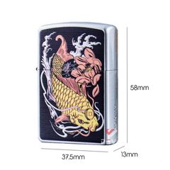 Bật lửa xăng đá Zorro hình cá chép đầm sen bản giới hạn Z2-1117