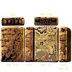 Bật lửa Zorro bức tranh Thanh Minh Thượng Hà Đồ mạ vàng Z2-1070