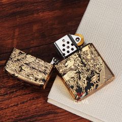 Bật lửa Zorro bức tranh Thanh Minh Thượng Hà Đồ mạ vàng Z2-1070