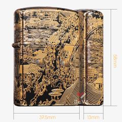 Bật lửa Zorro bức tranh Thanh Minh Thượng Hà Đồ mạ vàng Z2-1070