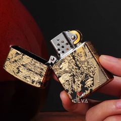 Bật lửa Zorro bức tranh Thanh Minh Thượng Hà Đồ mạ vàng Z2-1070