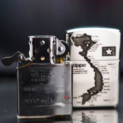 Zippo Bạc Khối Armor Khắc Bản Đồ Việt Nam BK81