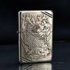 Zippo Bạc Khối Tái Bản 1937 Vintage Chặt Góc Khắc Cá Chép Trong Đầm Sen BK87