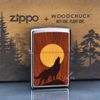 Zippo Ốp Gỗ Chủ Đề Sói Hú Woodchuck Howling Wolf Z337