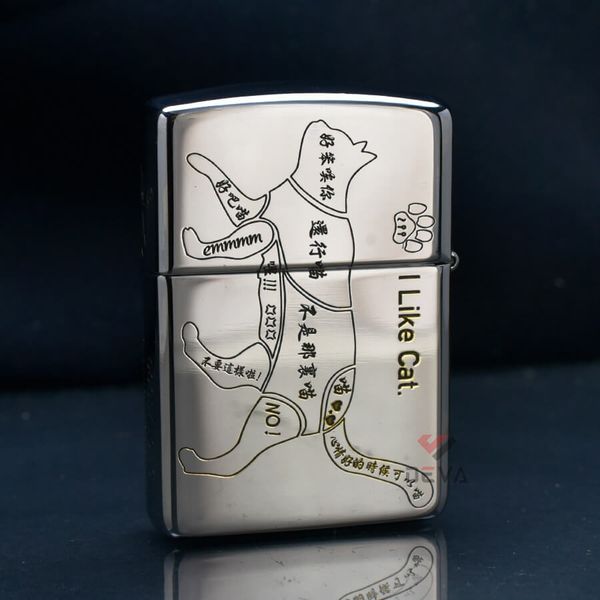 Zippo Armor Khắc Chủ Đề Các Dấu Hiệu Của Loài Mèo I Like Cat ZN233