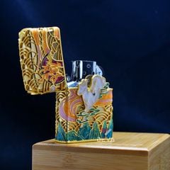 Zippo Bọc Lưới Mạ Vàng Chủ Đề Hươu Thần Hạ Sơn ZN75