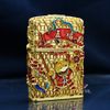Zippo Bọc Lưới Mạ Vàng Đôi Lân Sư Rồng Tranh Tài ZN118