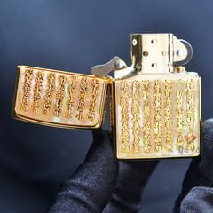 Zippo Khảm Trai Khắc Bát Nhã Tâm Kinh Mạ Vàng ZN129