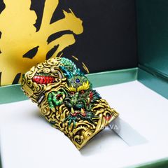Zippo Ốp Tượng Thanh Long Và Vòng Xoay Phong Thủy ZN86
